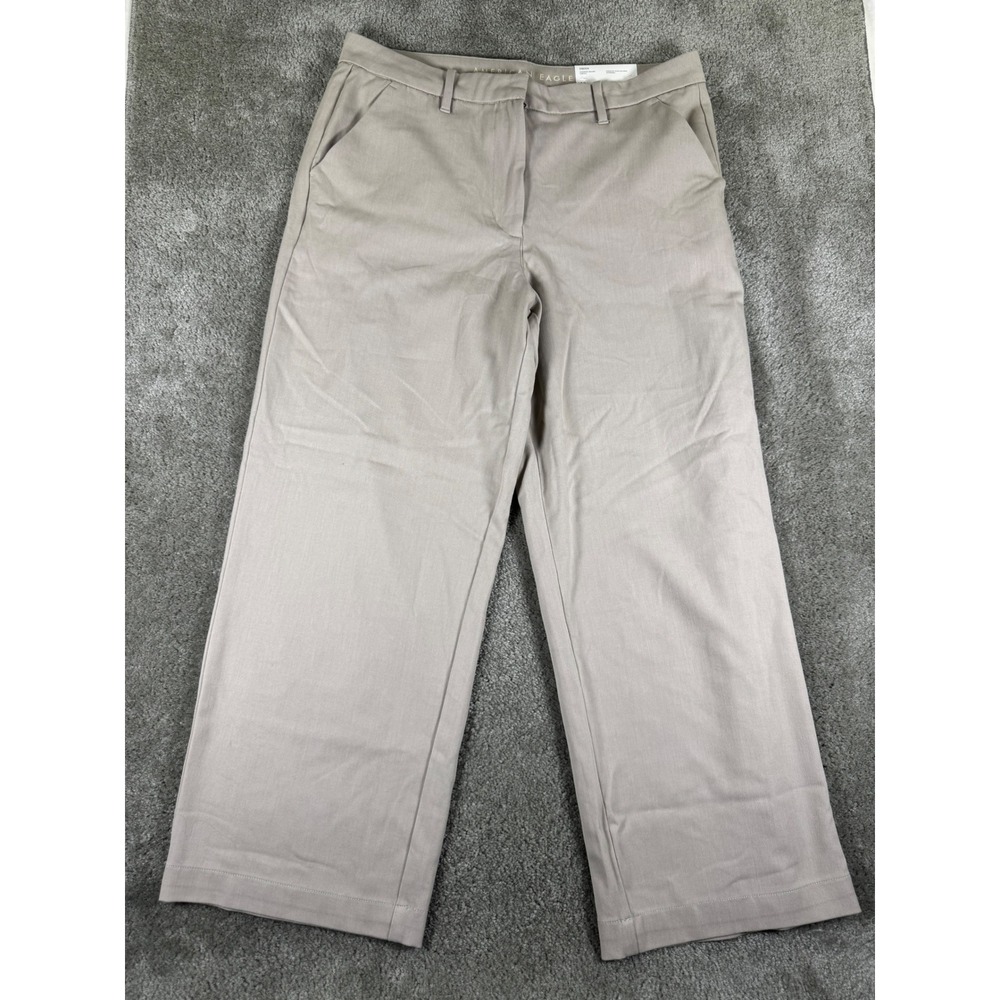 American Eagle Stovepipe Trousers Womens 12 Khaki Tan High Rise Stretch Pants